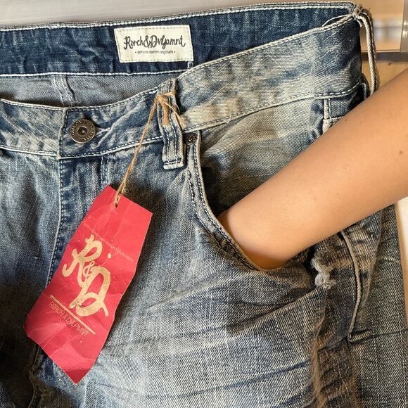 Rsrch & DVlpmnt Men Jeans size 38 x 32 Blue & White Mid Rise Straight Fit NWT - Picture 7 of 12